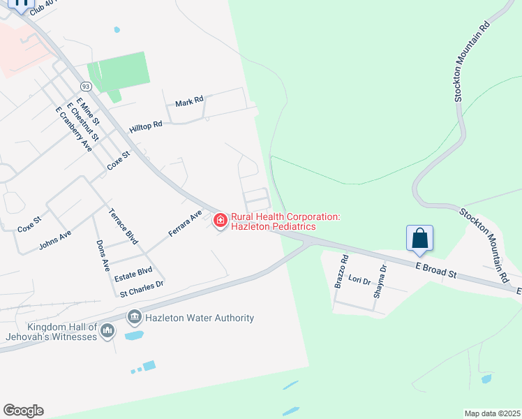 map of restaurants, bars, coffee shops, grocery stores, and more near 1751 Chrismark Road in Hazleton
