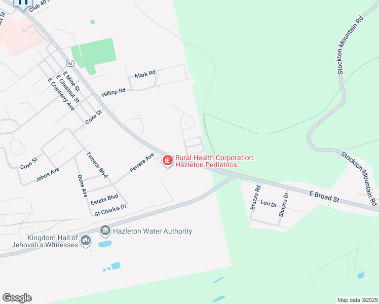map of restaurants, bars, coffee shops, grocery stores, and more near 1751 Chrismark Road in Hazleton