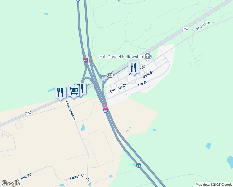 map of restaurants, bars, coffee shops, grocery stores, and more near 883 Old Street in Luzerne County