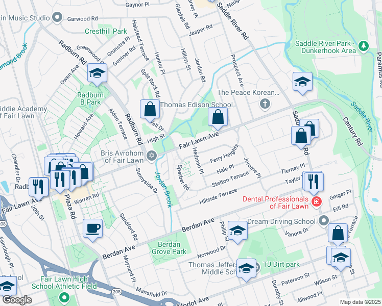 map of restaurants, bars, coffee shops, grocery stores, and more near 13-42 Hedman Place in Fair Lawn