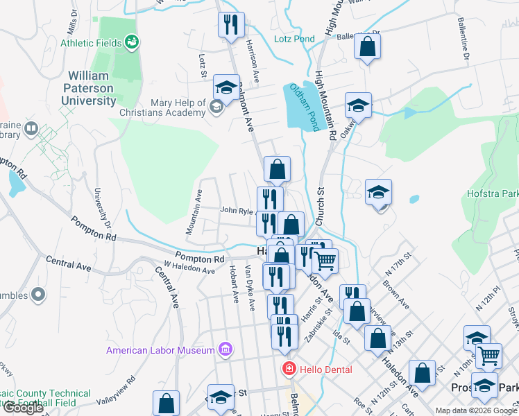 map of restaurants, bars, coffee shops, grocery stores, and more near 573 Belmont Avenue in Haledon