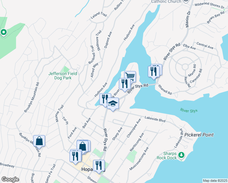 map of restaurants, bars, coffee shops, grocery stores, and more near in Hopatcong