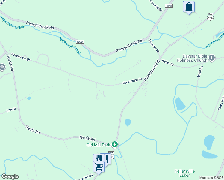 map of restaurants, bars, coffee shops, grocery stores, and more near 930 Greenview Drive in Stroudsburg