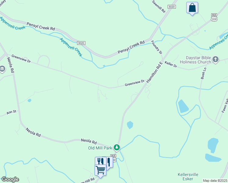 map of restaurants, bars, coffee shops, grocery stores, and more near 930 Greenview Drive in Stroudsburg