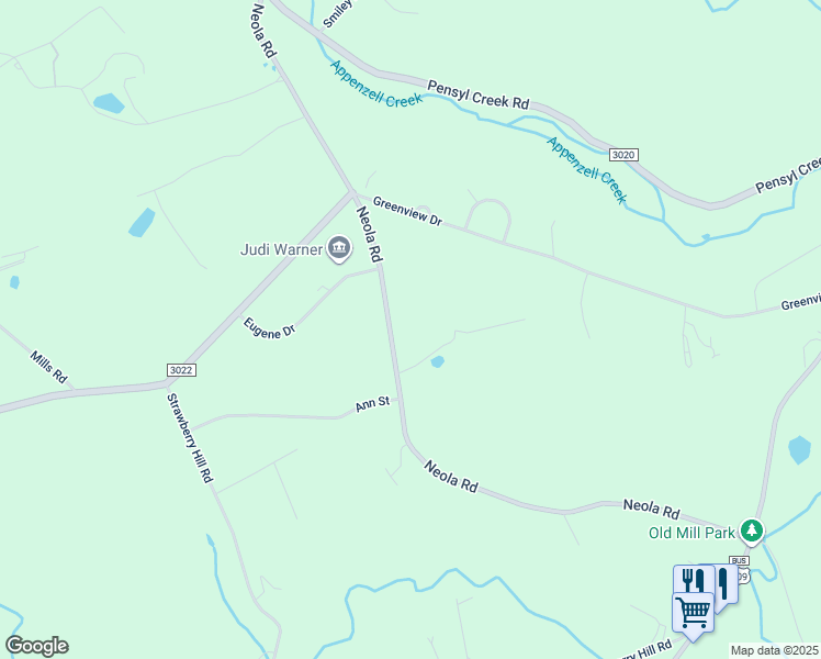 map of restaurants, bars, coffee shops, grocery stores, and more near 5304 Neola Road in Stroudsburg