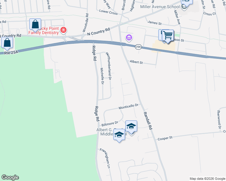 map of restaurants, bars, coffee shops, grocery stores, and more near 41 Northumberland Drive in Shoreham