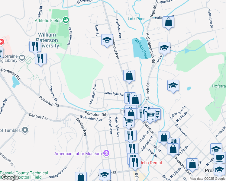 map of restaurants, bars, coffee shops, grocery stores, and more near 39 Sherwood Avenue in Haledon