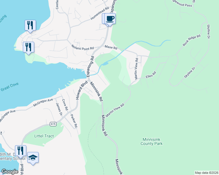 map of restaurants, bars, coffee shops, grocery stores, and more near 23 Felter Place in Jefferson