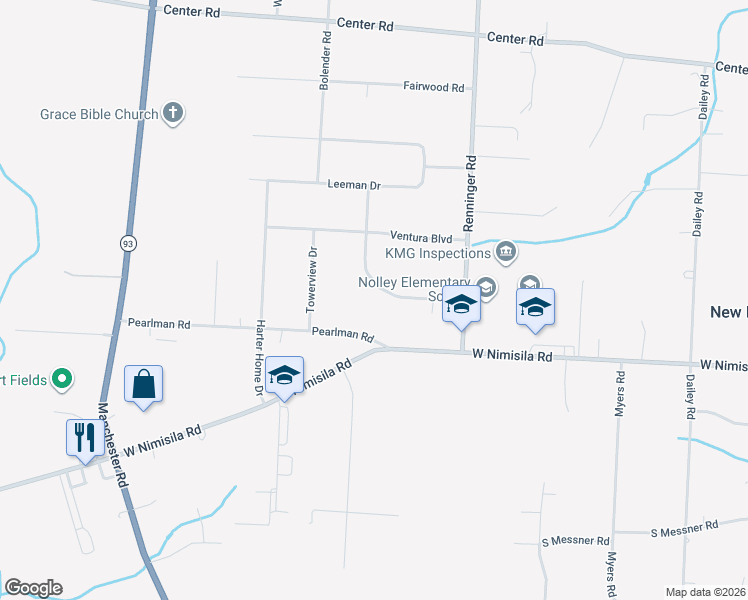 map of restaurants, bars, coffee shops, grocery stores, and more near 5670 Bonnie Lou Drive in Akron