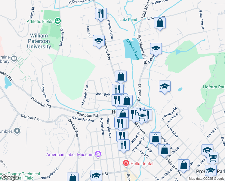 map of restaurants, bars, coffee shops, grocery stores, and more near 39 Sherwood Avenue in Haledon