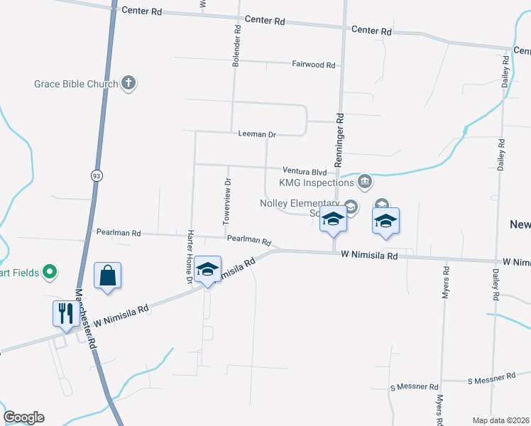 map of restaurants, bars, coffee shops, grocery stores, and more near 5670 Bonnie Lou Drive in Akron