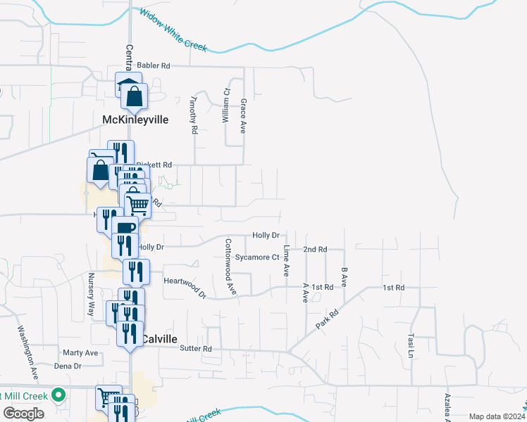 map of restaurants, bars, coffee shops, grocery stores, and more near 1940 Gwin Road in McKinleyville