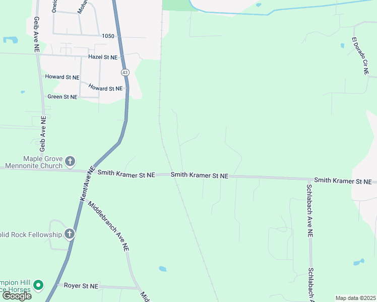 map of restaurants, bars, coffee shops, grocery stores, and more near 2635 Smith Kramer Street Northeast in Hartville