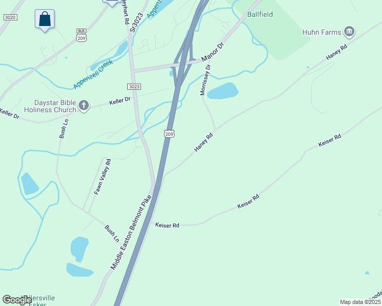 map of restaurants, bars, coffee shops, grocery stores, and more near 3358 Middle Easton Belmont Pike in Stroudsburg