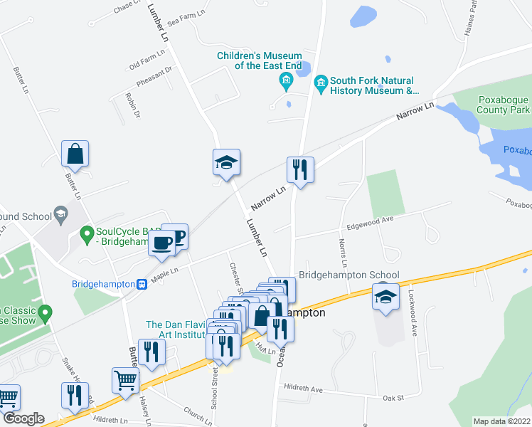 map of restaurants, bars, coffee shops, grocery stores, and more near 31 Narrow Lane in Southampton