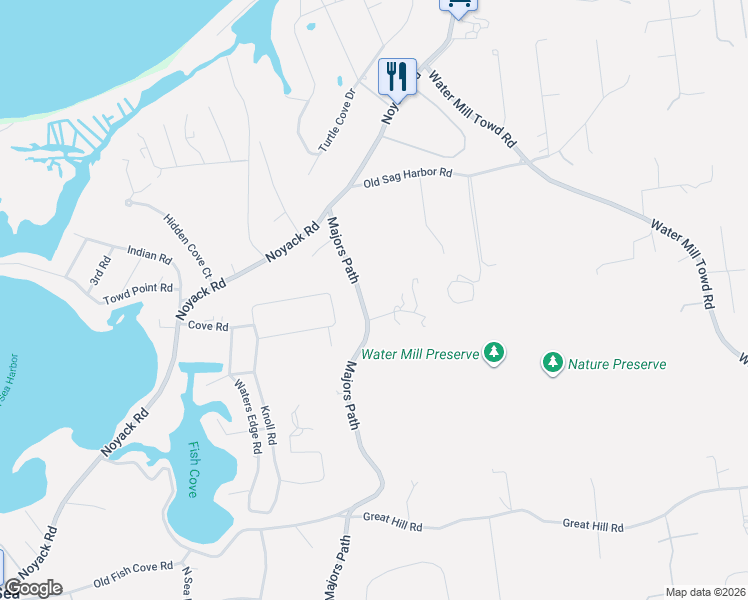 map of restaurants, bars, coffee shops, grocery stores, and more near 1780 Majors Path in Southampton