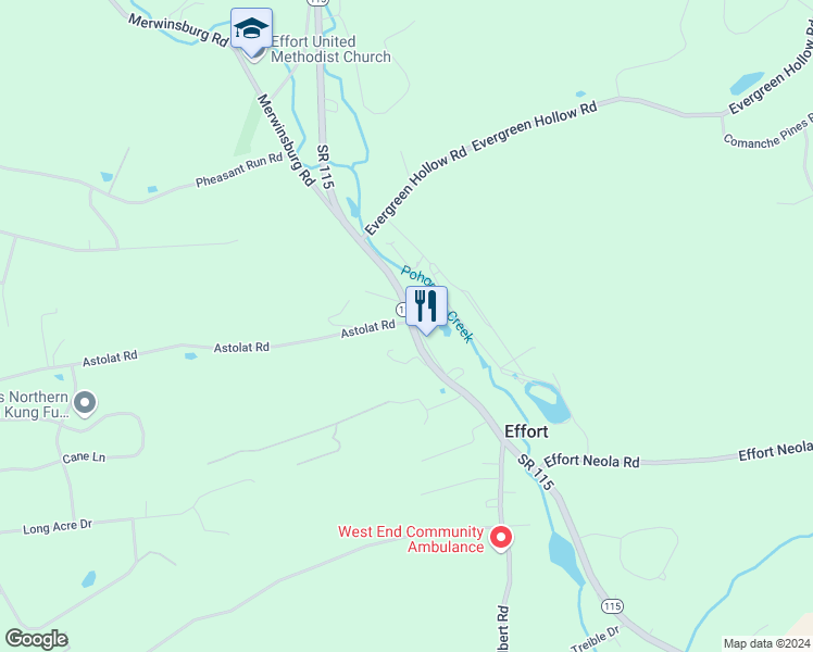 map of restaurants, bars, coffee shops, grocery stores, and more near 1852 Astolat Road in Effort