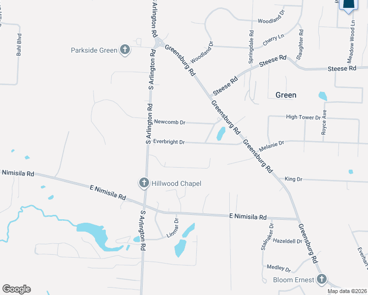 map of restaurants, bars, coffee shops, grocery stores, and more near 1168 Everbright Drive in Uniontown