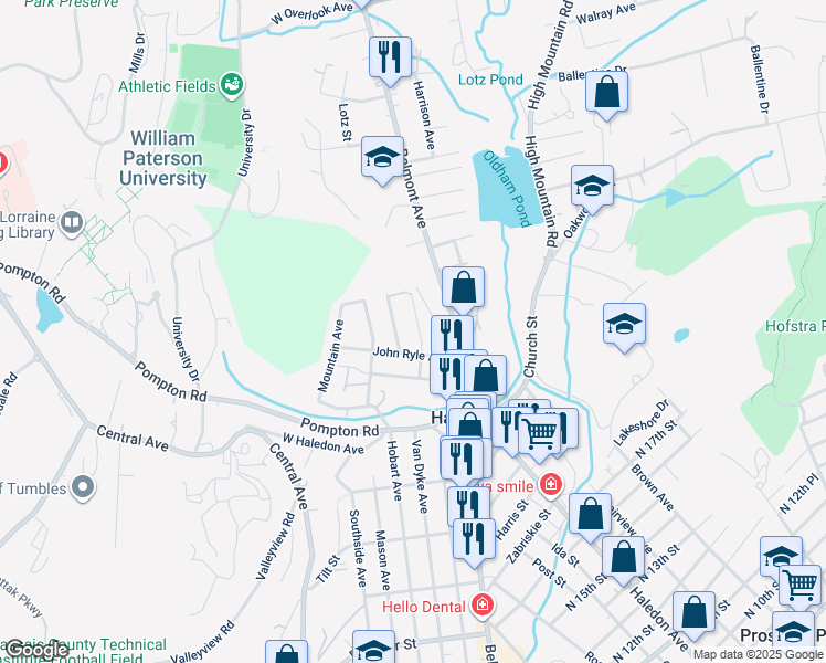 map of restaurants, bars, coffee shops, grocery stores, and more near 39 Sherwood Avenue in Haledon