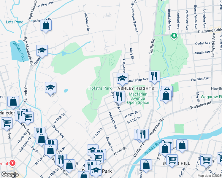 map of restaurants, bars, coffee shops, grocery stores, and more near 226 Westervelt Avenue in Hawthorne