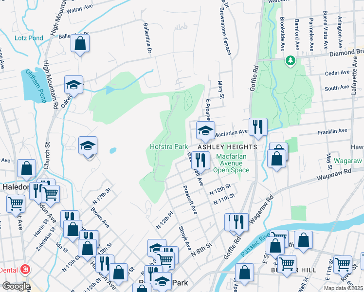 map of restaurants, bars, coffee shops, grocery stores, and more near 226 Westervelt Avenue in Hawthorne