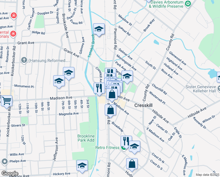 map of restaurants, bars, coffee shops, grocery stores, and more near 156 Piermont Road in Cresskill