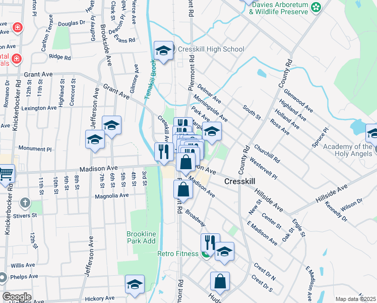 map of restaurants, bars, coffee shops, grocery stores, and more near 156 Piermont Road in Cresskill