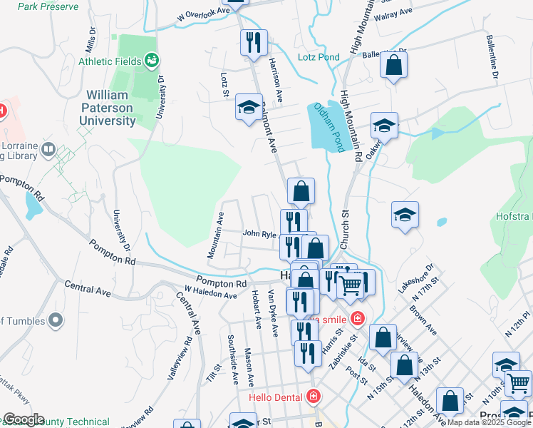 map of restaurants, bars, coffee shops, grocery stores, and more near 39 Sherwood Avenue in Haledon
