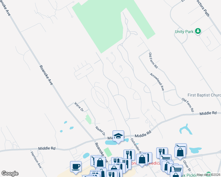 map of restaurants, bars, coffee shops, grocery stores, and more near 89 Saddle Lakes Drive in Riverhead