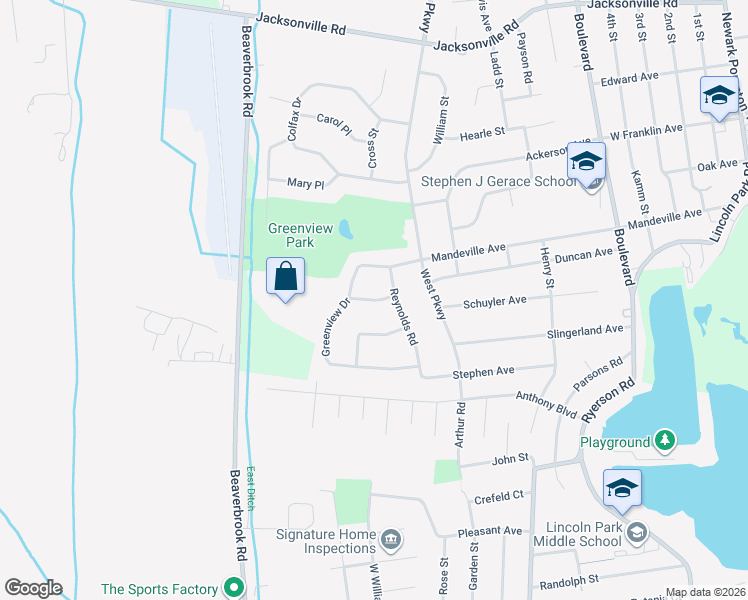 map of restaurants, bars, coffee shops, grocery stores, and more near 9 Baxter Place in Pequannock Township