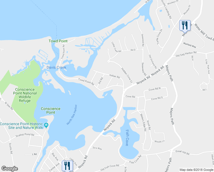 map of restaurants, bars, coffee shops, grocery stores, and more near 98 Cedarberry Lane in Southampton