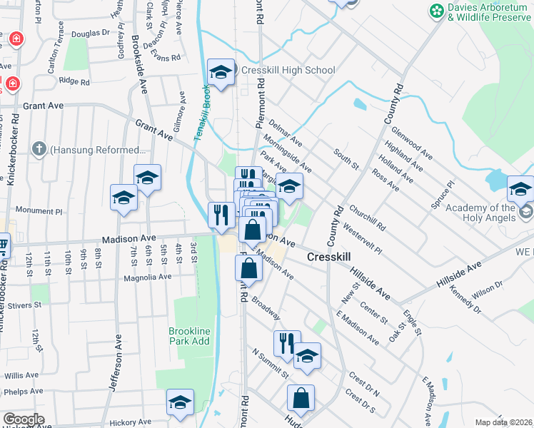 map of restaurants, bars, coffee shops, grocery stores, and more near 41 Allen Street in Cresskill