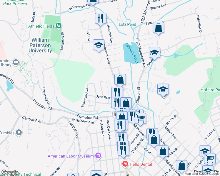 map of restaurants, bars, coffee shops, grocery stores, and more near 39 Sherwood Avenue in Haledon