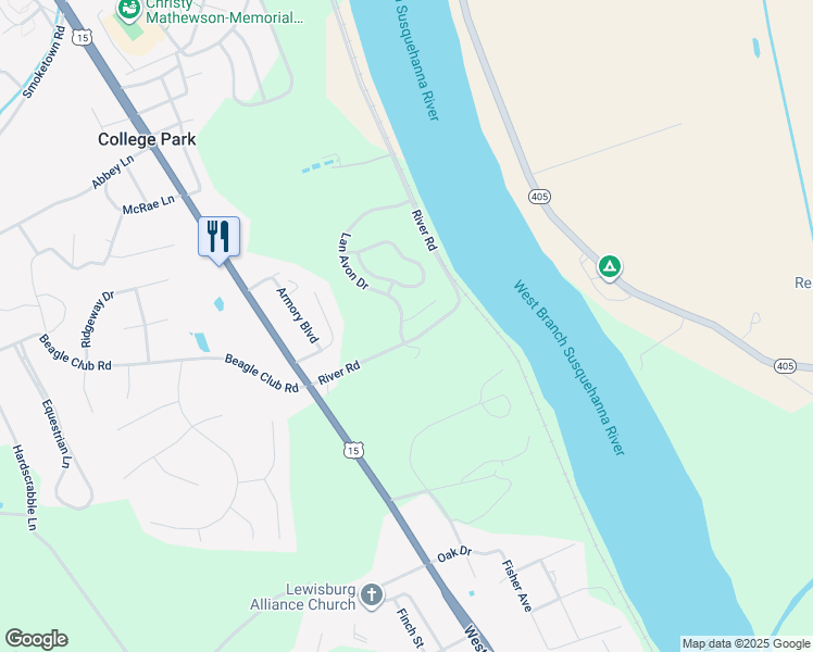 map of restaurants, bars, coffee shops, grocery stores, and more near 510 Essex Place in Lewisburg