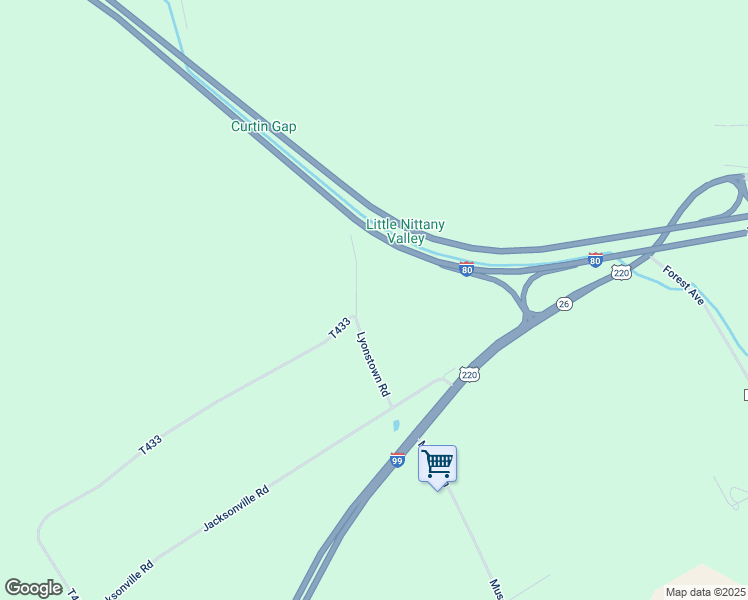 map of restaurants, bars, coffee shops, grocery stores, and more near 573 Lyonstown Road in Bellefonte
