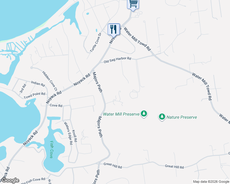 map of restaurants, bars, coffee shops, grocery stores, and more near 1766 Majors Path in Southampton