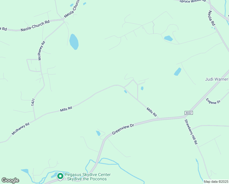 map of restaurants, bars, coffee shops, grocery stores, and more near Mills Road in Saylorsburg