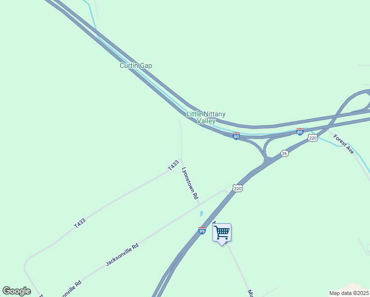 map of restaurants, bars, coffee shops, grocery stores, and more near 573 Lyonstown Road in Bellefonte