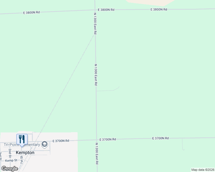 map of restaurants, bars, coffee shops, grocery stores, and more near 3740 North 1300e Road in Kempton