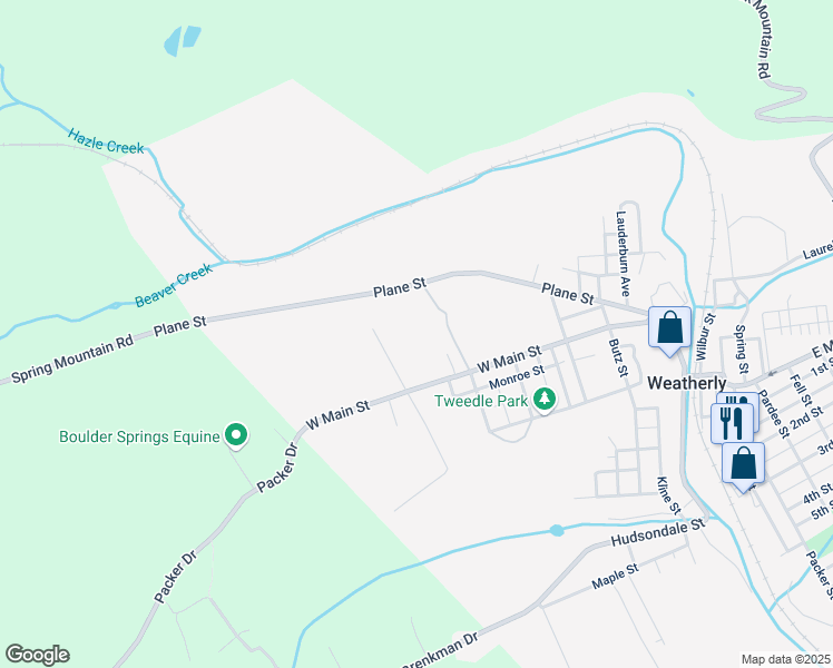 map of restaurants, bars, coffee shops, grocery stores, and more near 643 W Main St in Weatherly