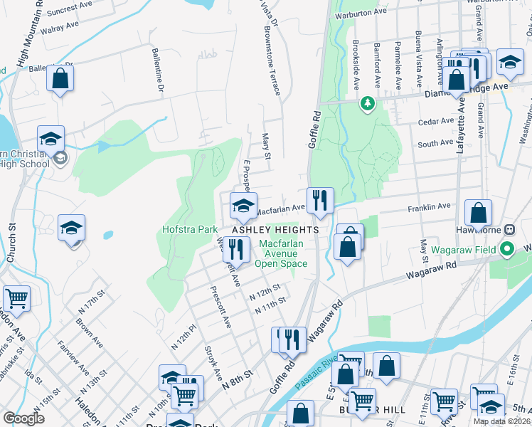 map of restaurants, bars, coffee shops, grocery stores, and more near 49 Karl Avenue in Hawthorne