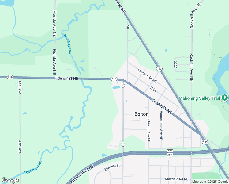 map of restaurants, bars, coffee shops, grocery stores, and more near 11919 Klinger Avenue Northeast in Alliance