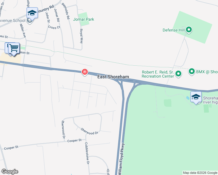 map of restaurants, bars, coffee shops, grocery stores, and more near 35 Fox Lane in Shoreham