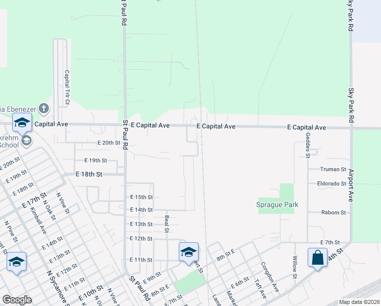 map of restaurants, bars, coffee shops, grocery stores, and more near 1027-1073 East Capital Avenue in Grand Island