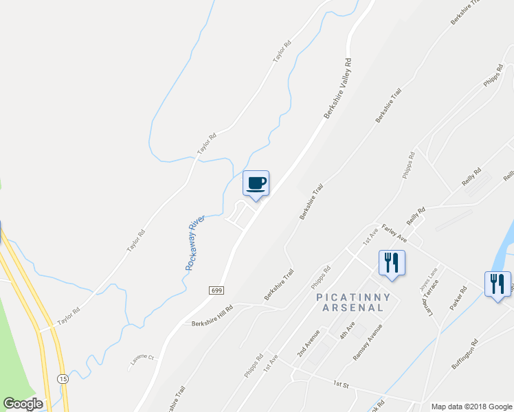 map of restaurants, bars, coffee shops, grocery stores, and more near 915 Berkshire Valley Road in Jefferson