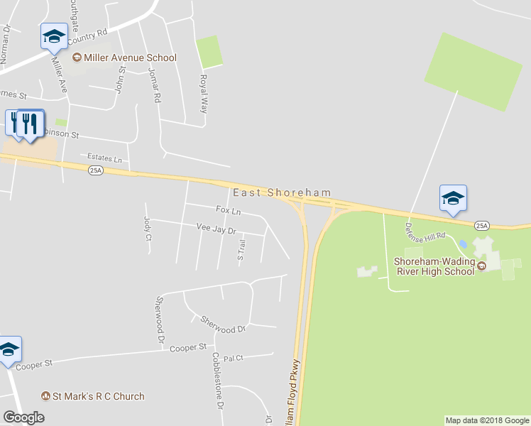 map of restaurants, bars, coffee shops, grocery stores, and more near 35 Fox Lane in Shoreham