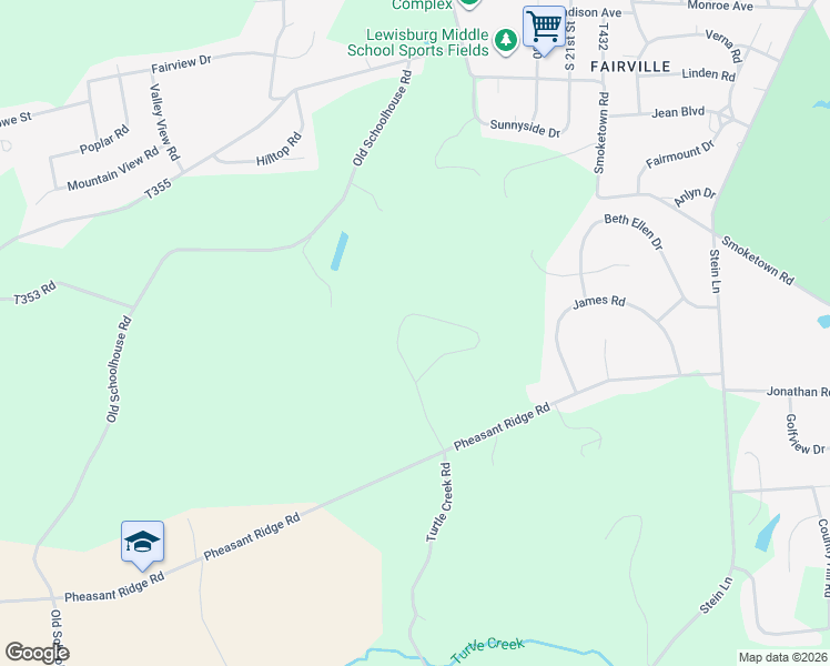 map of restaurants, bars, coffee shops, grocery stores, and more near 300 Country Road in Lewisburg