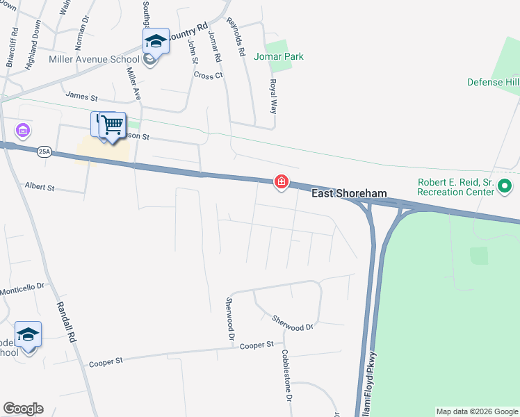 map of restaurants, bars, coffee shops, grocery stores, and more near 2 Fox Lane in Shoreham