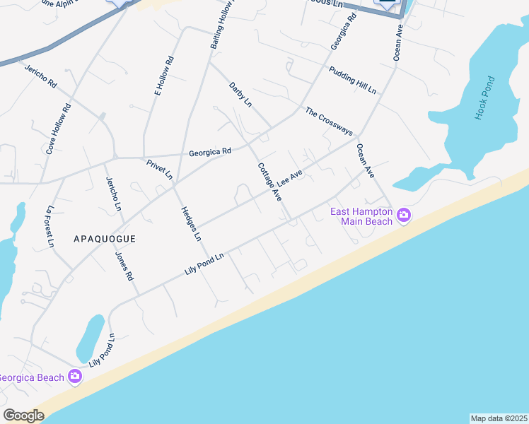 map of restaurants, bars, coffee shops, grocery stores, and more near 57 Lee Avenue in East Hampton