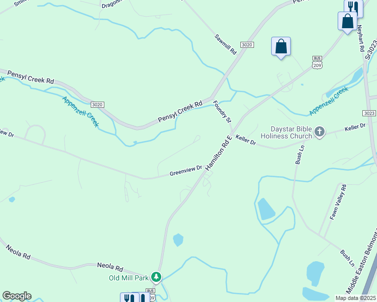 map of restaurants, bars, coffee shops, grocery stores, and more near 144 Sandhill Terrace in Stroudsburg